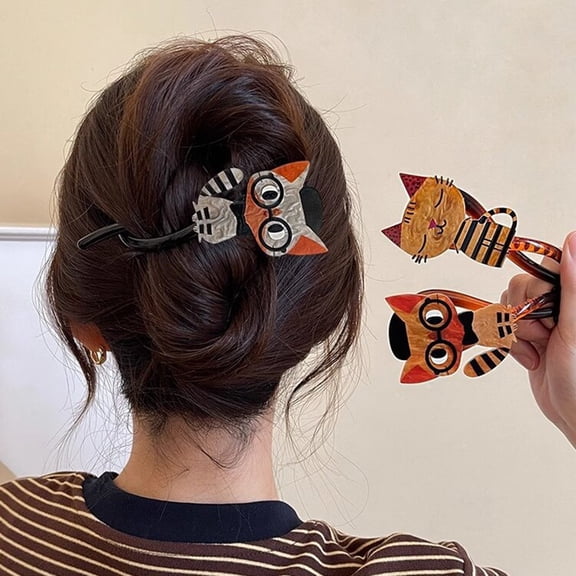 SmartBy Girls Hair Clips Cartoon Cat Decor Twist Hair Claw Back Head Crab Holder Women Hair Styling Tool Hair Accessories