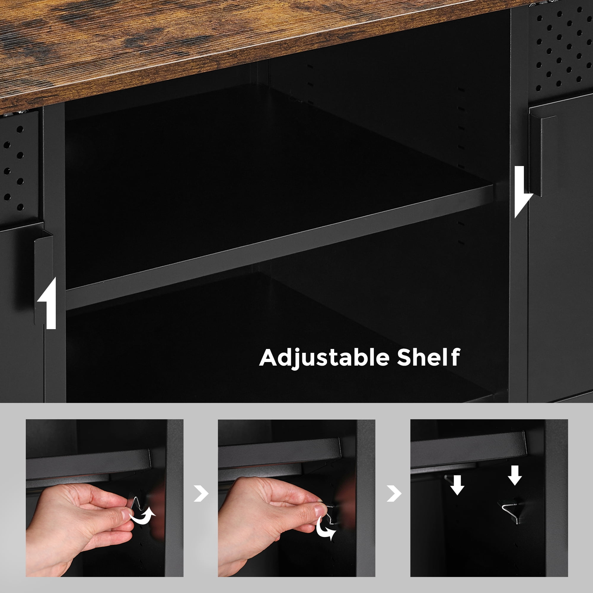 SONGMICS HOME, TV Cabinet for TV up to 55 Inches, TV Console with Doors, 3 Adjustable Shelves