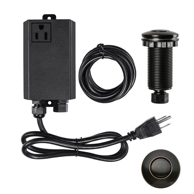 Kit de interruptor de aire para eliminación de basura, eliminación de residuos en la parte superior del fregadero, acero inoxidable largo, bronce frotado con aceite, botón de aire de encendido/apagado