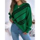 thumbnail image 4 of Suéter Informal de Rayas con Cuello Redondo y Larga Tipo Farol para Mujer Verde XL, 4 of 10