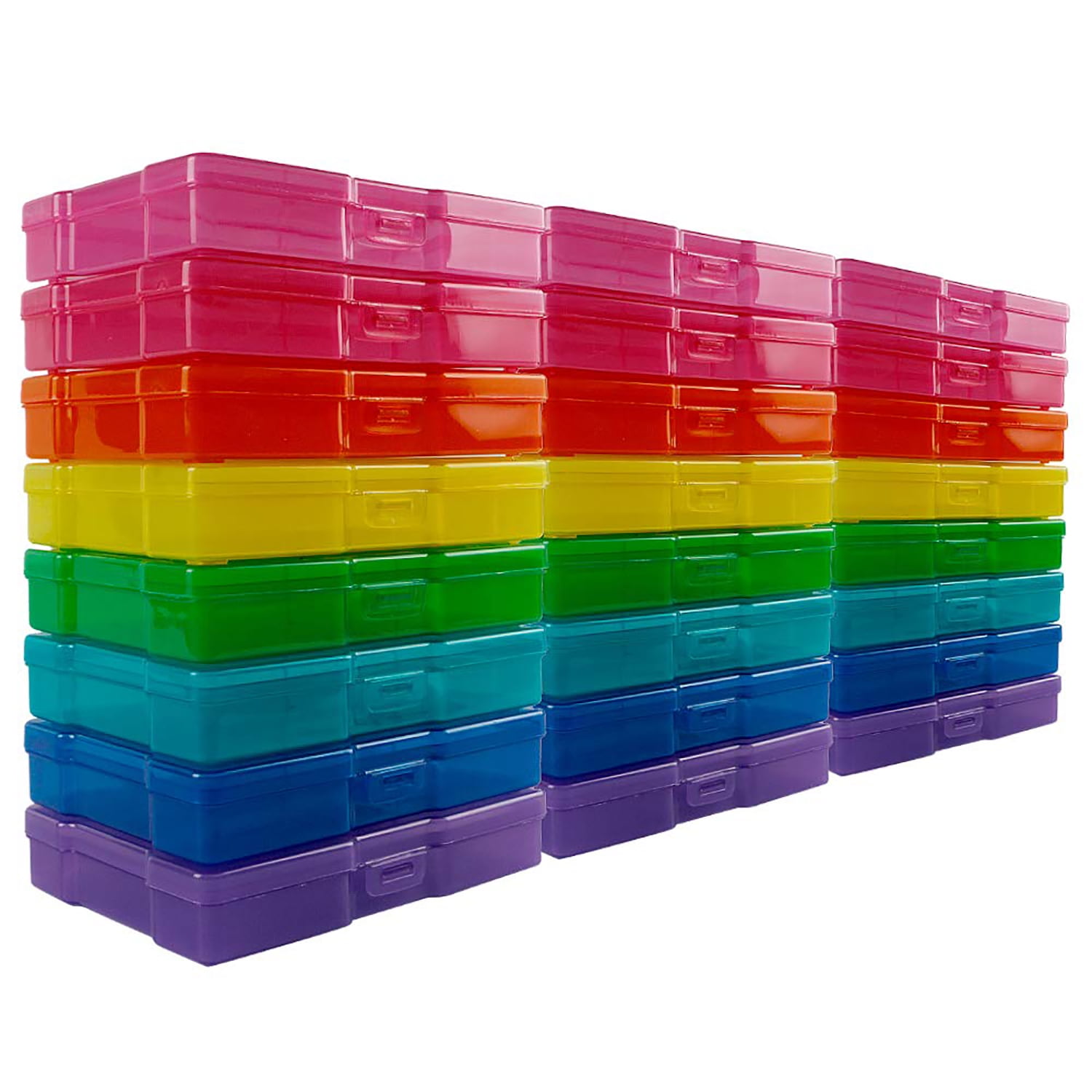 Novelinks 24 Pack Photo Storage Boxes for 4"x6" Pictures Photo Organizer Case Photo Keeper Picture Storage Containers Box,Rainbow Color