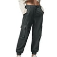 thumbnail image 1 of aidice Pantalon Cargo Grande Taille pour Femmes, Bouton, Taille Haute, Léger, Décontracté, Plein Air, Randonnée, Mode Urbaine, Bas à Cordon, Pantalon avec Poches, 1 of 5