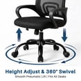 thumbnail image 6 of Atilioo Ergonomic Office Chair with Lumbar Support, Computer Desk Mesh Chair with Height Adjustable 360° Swivel, Fixed Armrest, Black, 6 of 12