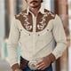 thumbnail image 2 of Camisa de hombre estilo occidental retro con estampado floral, informal, para exteriores, calle, uso diario, primavera y verano, con solapa, manga larga, tallas S-5XL, camisa de tela elástica, 2 of 4