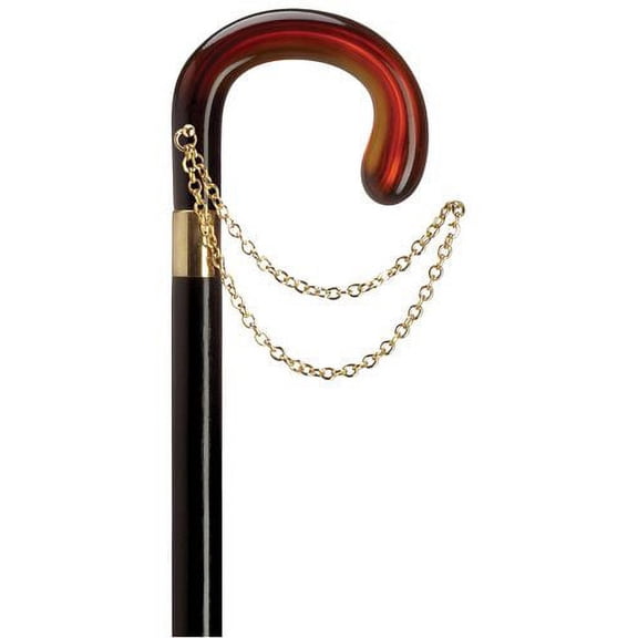 Walking Cane Ladies Small Crook Cane Black Maple Shaft, Shell Handle Lady Cane