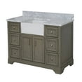 thumbnail image 4 of Zelda 48" Farmhouse Bathroom Vanity with Weathered Gray Cabinet and Carrara Marble Top, 4 of 6