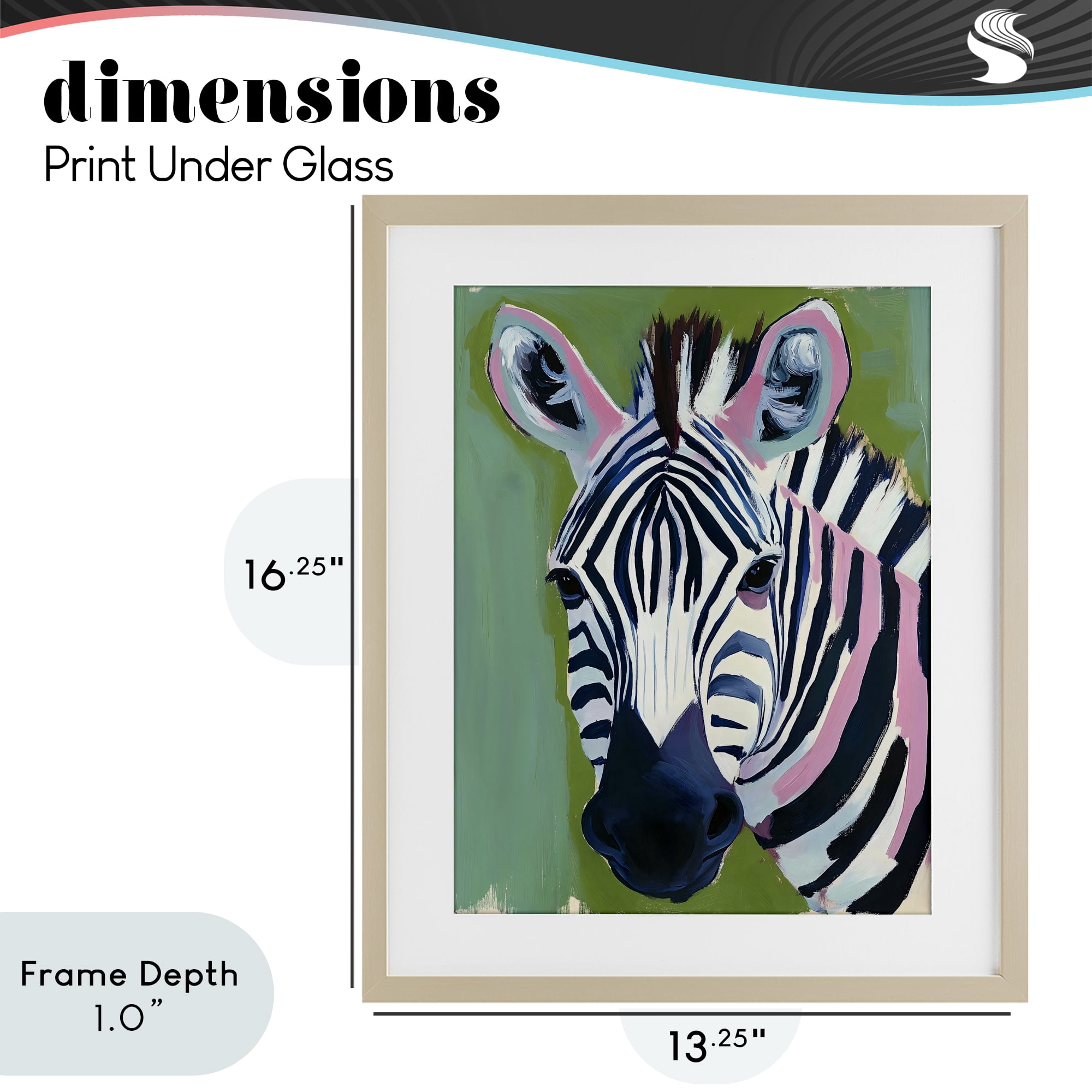 Stupell Industries Funky Zebra over Green Birch Framed Print Under Glass, design by The Prints Vibe