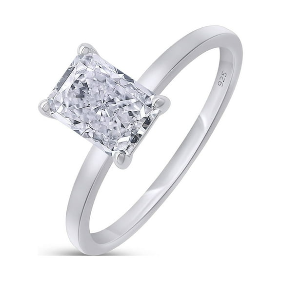 AFFY 1CT Moissanite Diamond Solitaire Engagement Ring For Women in 14K White Gold over Silver-4