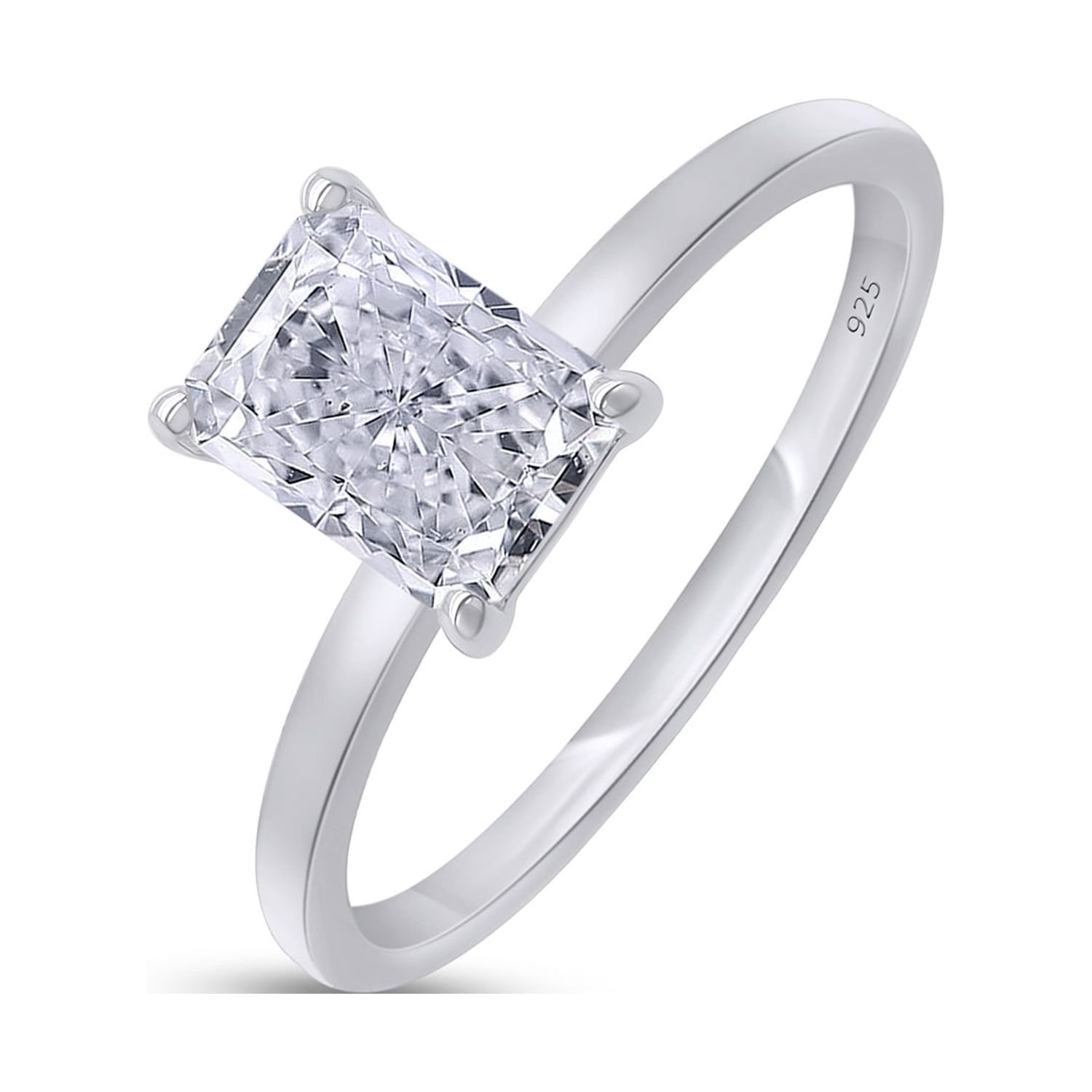 AFFY 1CT Moissanite Diamond Solitaire Engagement Ring For Women in 14K White Gold over Silver-4