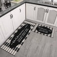 thumbnail image 3 of Black Vintage Plaid Text Rugs and Mats Non Skid Washable Absorbent Microfiber Soft Kitchen Mat for Floor Set Of 2 Decor Stain Resistant 17"x47"+17"x30", 3 of 7