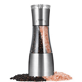Eparé Dual Salt and Pepper Grinder Combo - 2 in 1 Refillable Peppermill  Grinders - Modern Pink Himalayan Salt Grinder - Stainless Steel Manual Salt  