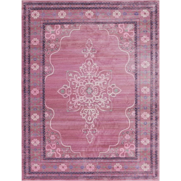 Unique Loom D'Amore Austin Rug Pink/Beige 9' x 12' 2" Rectangle Floral Bohemian Perfect For Living Room Bed Room Dining Room Office