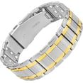 thumbnail image 2 of Pulsera Magnética Titanium MagnetRX Plateada y Dorada con Cierre Premium Ajustable para Hombre, 2 of 9