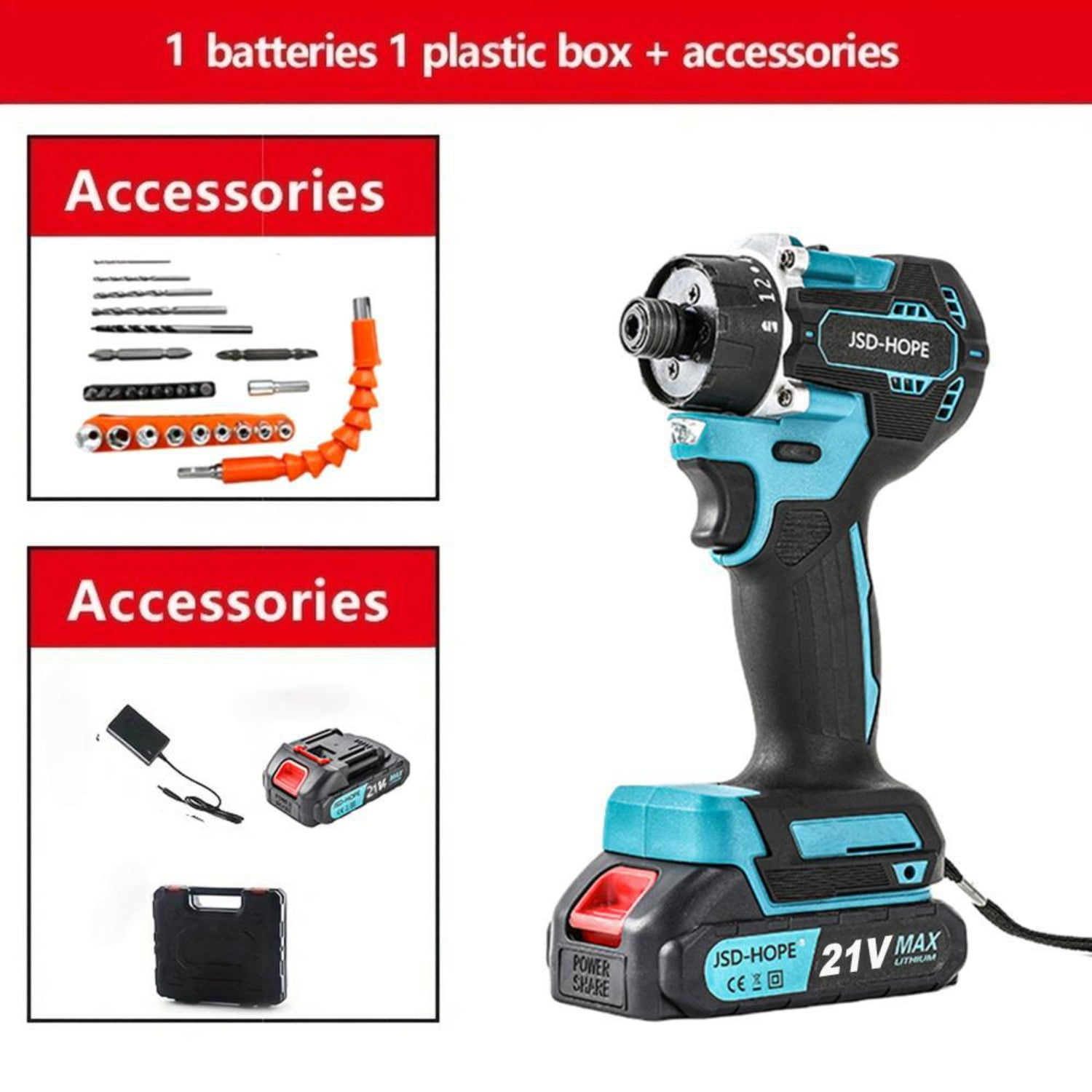 Brushless Cordless Drill/Driver with Impact Function, Multi-Purpose Lithium-ion Electric Tool for Home Use