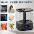 thumbnail image 2 of Top Fill Humidifiers for Bedroom & 60H Runtime - Cool Mist Humidifier, 3 Mist Levels, 8H Timer, Essential Oil Tray, Humidity Display, Quiet for Bedroom, Baby, Plants, Large Room (Black, 6L), 2 of 6