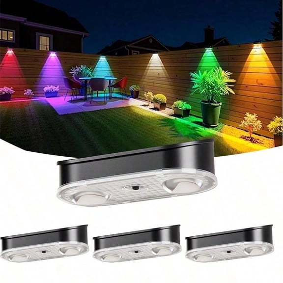 4/8PCS Upgraded Solar Fence Light Outdoor Waterproof Solar Lights LED Lights Staircase Color-changing Eco-friendly Solar Lights Suitable for Backyards Walls Porches Patios