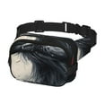 thumbnail image 2 of Saiise Sac Banane Double Compartiment Motif Aigle Chauve Rouge Noir Style Encre Sac de Taille Carré Réglable Mains Libres Ceinture de Course Randonnée Sécurité Voyage Bandoulière en Sergé, 2 of 9