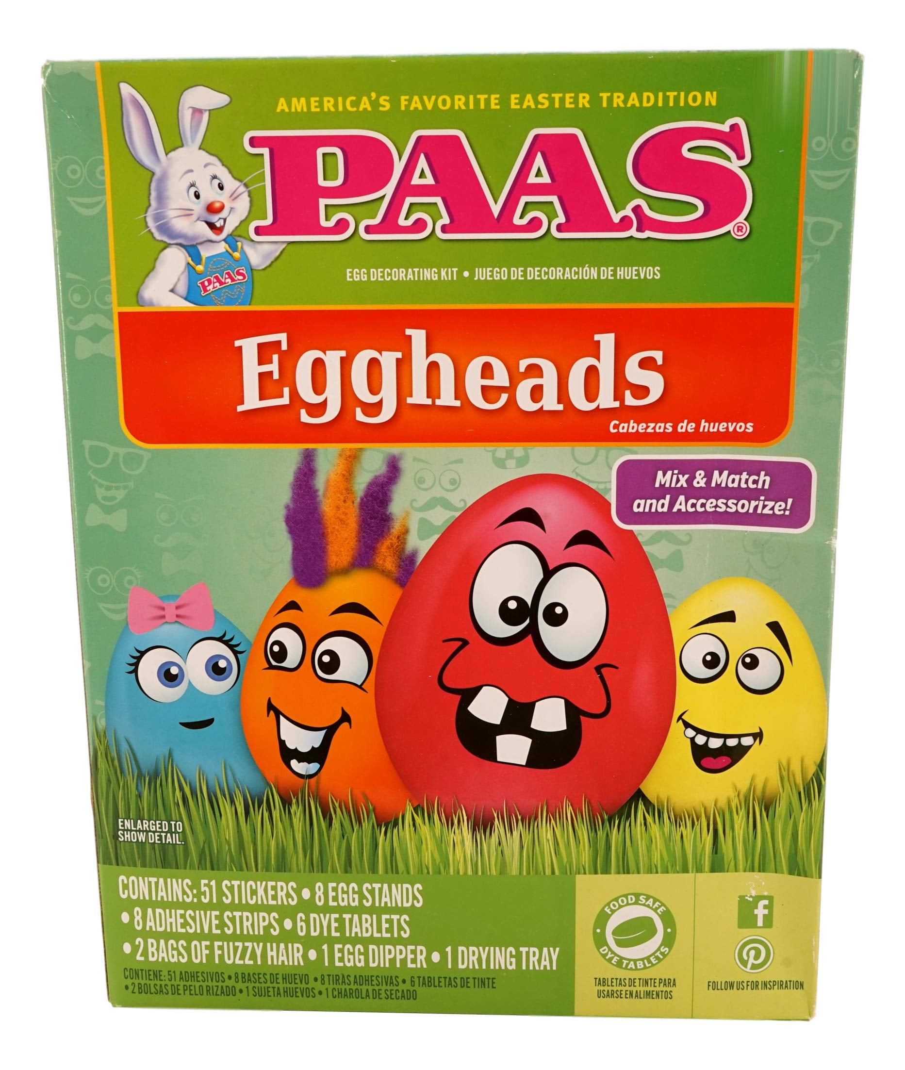 Eggheads Egg Decorating Bundle Dye Colo 1 Egghead Kit, 1 Bunny Egg Dipper Tong 