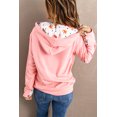thumbnail image 1 of ABPHQTO Abrigo rosa con capucha y cremallera completa para mujer con estampado floral en el interior con capucha, 1 of 5