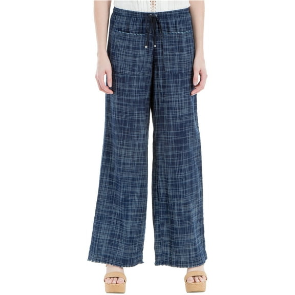 Max Studio London Womens Cotton Casual Wide Leg Pants, Blue, X-Small