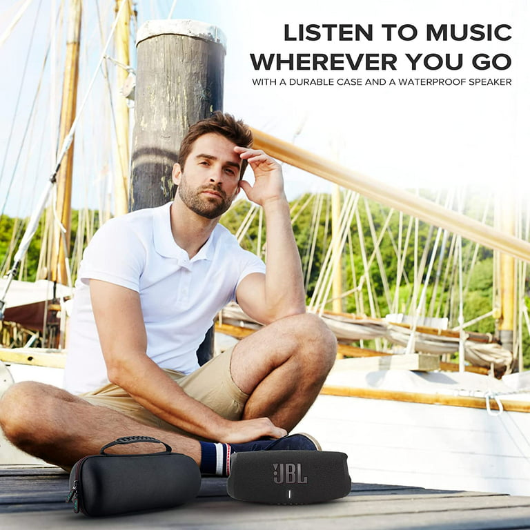 Charge 5 black Portable Bluetooth Speaker with Megen Hardshell Travel Case  with IP67 Waterproof 