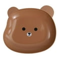 thumbnail image 2 of harmtty Snack Plate Cute Bear Pattern Easy to Clean Stackable Round Edges Multipurpose Plastic Space Saving Fruit Dish Kitchen Tableware,Brown, 2 of 8