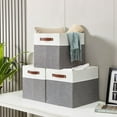 thumbnail image 6 of DECOMOMO Fabric Storage Baskets 13" x 15" x 13" Collapsible Storage Bins (Grey and White, Set of 3), 6 of 7