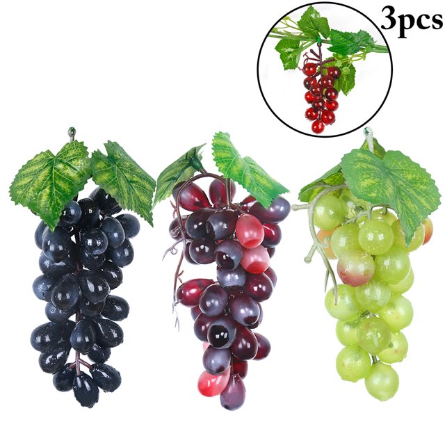 3 Bunches Artificial Grape Lifelike Decorative Artificial Fruit Photography Prop