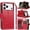 Red, variant on For iPhone 17 Pro Luxury Wallet Card ID Zipper Money Holder Case Cover - Red