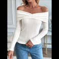 thumbnail image 4 of Suéter de Mujer con Hombros Descubiertos, Larga, Tejido, para Otoño, Ideal para Salir en Invierno. S, 4 of 10
