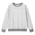 thumbnail image 6 of Women's Oversized Striped Sweatshirt Fleece Long Sleeve Color Block Crew Neck Shirt Loose Soft Casual Pullover Top Gray L, 6 of 10