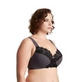 thumbnail image 3 of Curve Muse Plus Size Unlined Minimizer Wirefree Bras with Embroidery Lace-3Pack--BURGUNDY,BLACK,GREY-38C, 3 of 6