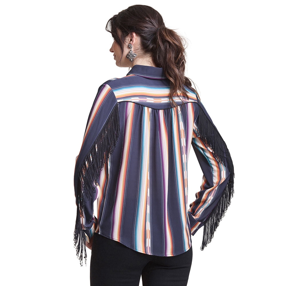 Women's Woven Fringe Snap Front Shirt