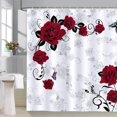 thumbnail image 5 of Red Rose Shower Curtain 72 x 72 Inch Retro Rose Floral Decorative Bath Curtain Polyester Fabric Waterproof Bathroom Curtain with 12 Hooks, 5 of 6
