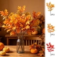 thumbnail image 6 of 2 Pcs Artificial Fall Oak Leaves Branches,15 Inch Fake Autumn Foliage Branches for Table Centerpieces Vases Filler,Farmhouse Home Kitchen Thanksgiving Decor,Orange, 6 of 6