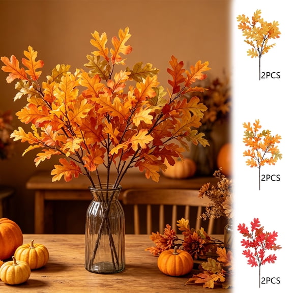 Fall Artificial Flowers Maple Leaf Bouquet 15.0in Plastic Faux Silk Hydrangea for Halloween Decor Flowers for Decoration for Photography Props Orange Yellow Red by MPOISVA