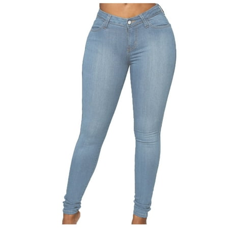 Aqestyerly Women'S Skinny Jeans Plus Size Fashion Casual Pencil Pants ...