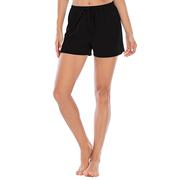 GESJQFZ Women Solid Color Drawstring Elastic Waist Home Wear Pajama Shorts