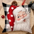 thumbnail image 4 of Red Christmas Throw Pillow Covers 18 x 18 Inch Set of 4, Plaid Santa Reindeer Snowmen Xmas Tree Decorative Farmhouse Pillowcases for Home Outdoor Decoration, 4 of 4