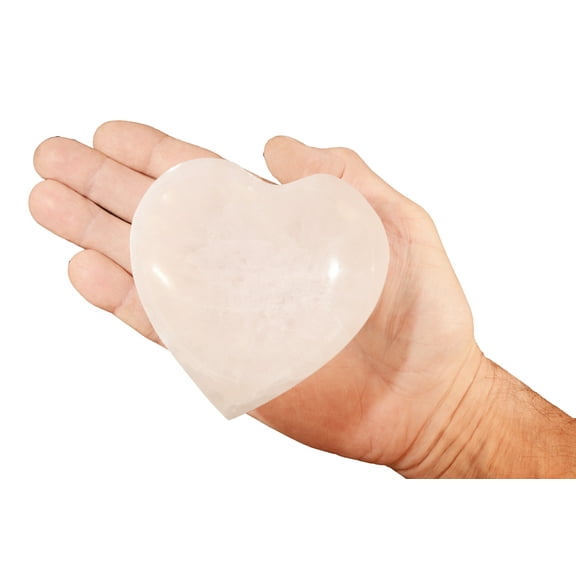 Kidz Rocks Satin Spar Heart Bowl 4" X 4" Selenite Dish Chakra Healing Stone White