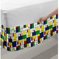 thumbnail image 2 of Geometric Bed Skirt, Colorful Design Squares and Rounds Green Yellow Blue Lavender and Vermilion, Elastic Bedskirt Dust Ruffle Wrap Around for Bedding Decor, 4 Sizes, White Multicolor, by Ambesonne, 2 of 2