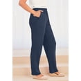 thumbnail image 3 of Roaman's Women's Plus Size Petite Plus Size Soft Knit Relaxed Pull-On Straight Leg Pant, 3 of 6