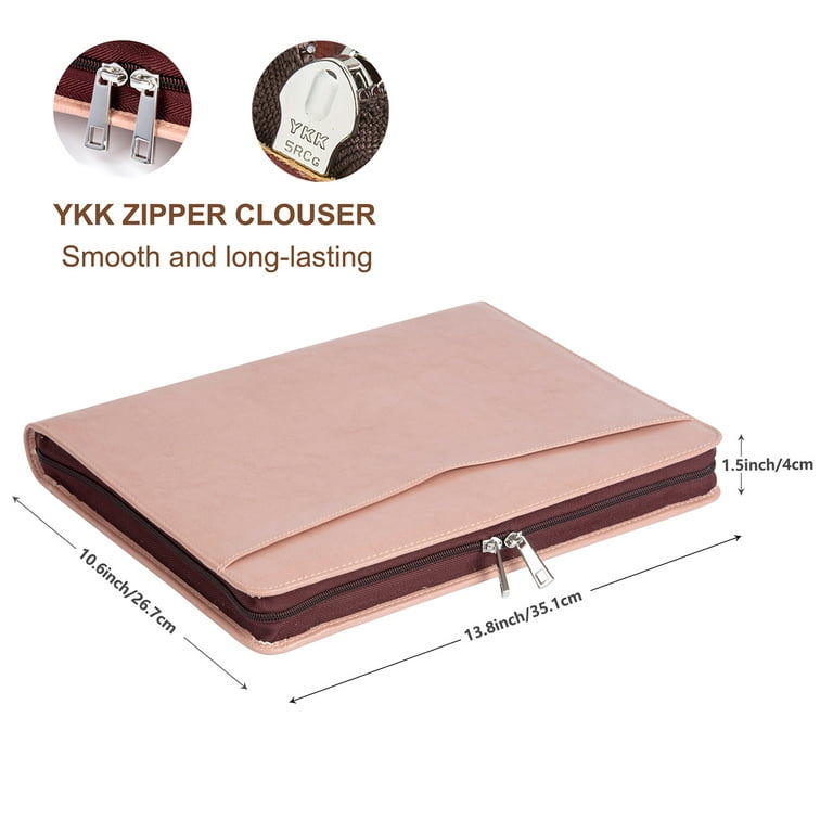 AZXCG Leather Binder Portfolio, Zippered 3 Ring Binder Padfolio, Vegan  Leather Resume Portfolio, Business Document Organizer Folder for A4 Legal  Pads