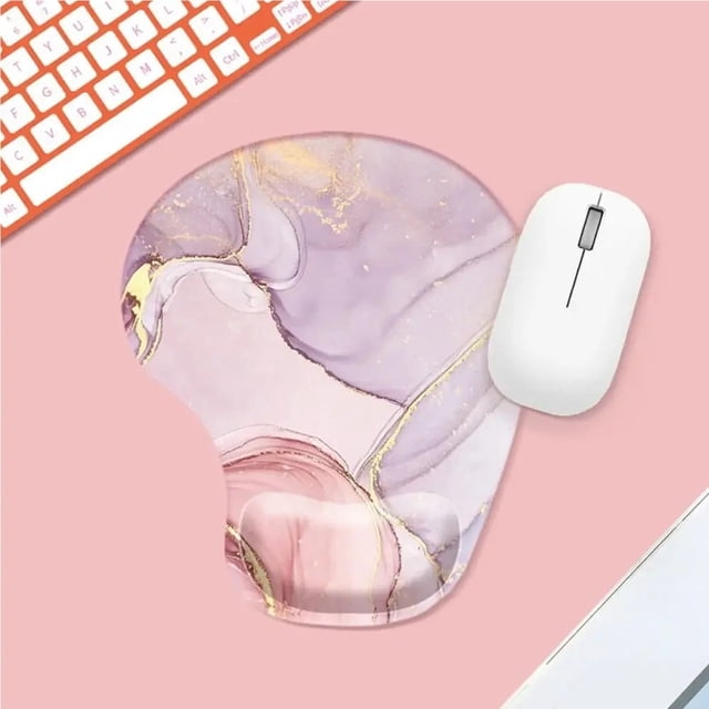 LEEYNEER Comfortable Cartoon Series Wrist Rest Mouse Pad Marbled Texture Hand Support Mouse Mat Oil Painting Non Slip Gaming Mousepad