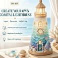 thumbnail image 2 of DIY Lighted Sea Glass-Style Lighthouse Kit Collection, DIY Sea Glass Lighthouse Kit with Pieces & Guide, Adults Craft Kit, Handmade Ocean Beach Decor Gift for Craft Lovers, 2 of 9