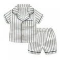 thumbnail image 1 of Clothub Baby Kids Boys Striped Print Outfits Set Short Sleeve Blouse Tops+Shorts Sleepwear Pajamas 2-7 Years, 1 of 4