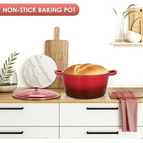 6 Qt Enameled Cast Iron Dutch Oven Pot with Lid, Red, Oven Safe up to 500°F, Non-Stick for Baking, Braising, Stews