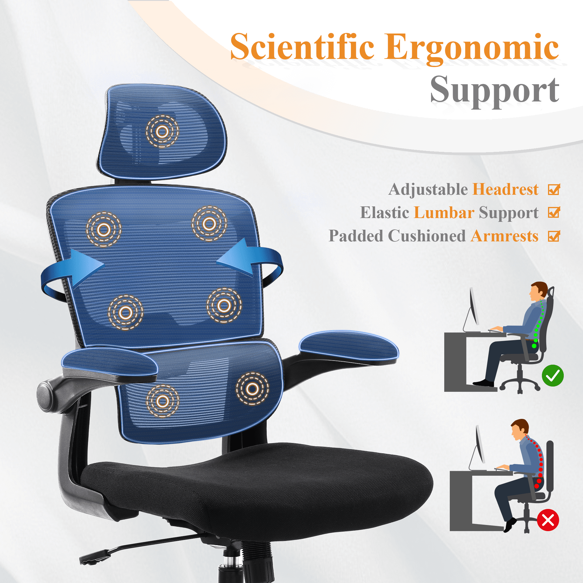Ergonomic High Back Office Chair Home Office Chair with Armrest Black