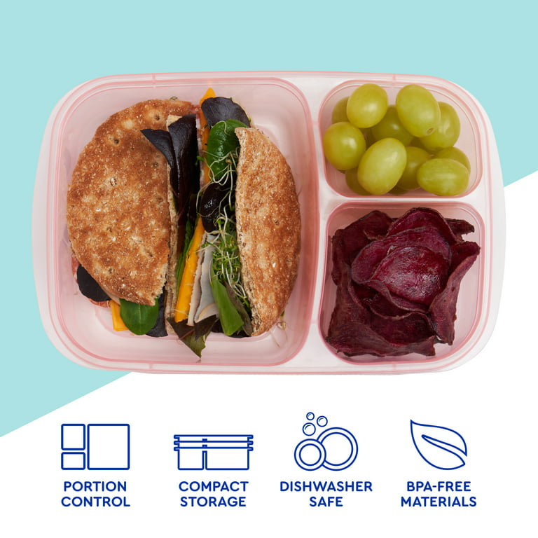 EasyLunchboxes - Bento Lunch Boxes - Reusable 3-Compartment Food Containers  for School, Work, and Travel, Set of 4, (Jewel Brights)