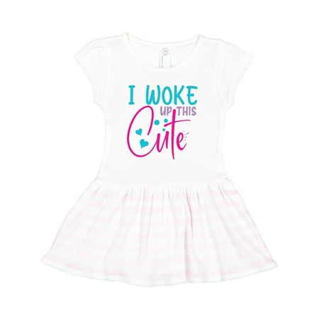 

Inktastic I Woke Up This Cute Funny Design with Hearts Gift Toddler Girl Dress